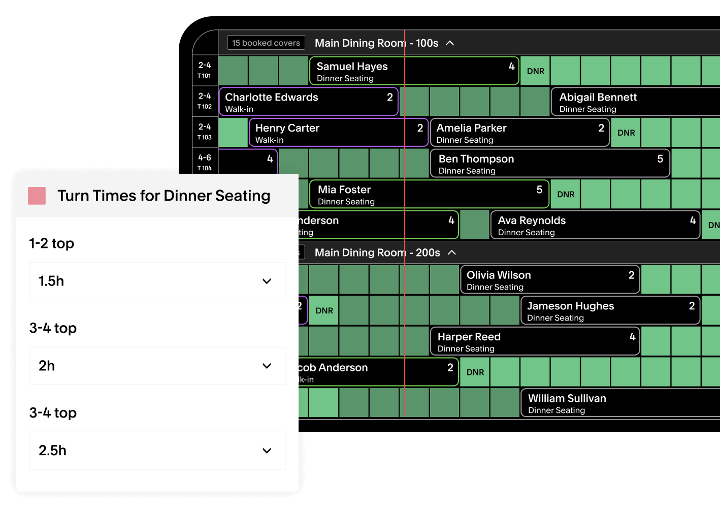 Restaurant table management floor plan